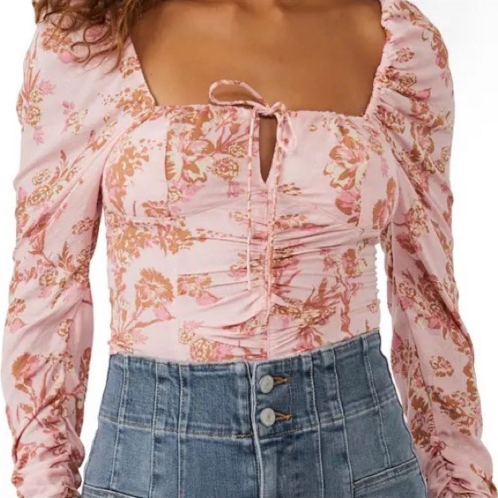 FREE PEOPLE | Hilary Printed Top in Pink Combo